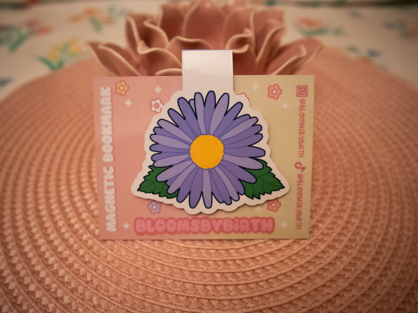 September Birth Flower Magnetic Bookmark - Aster Design - Floral Page Marker