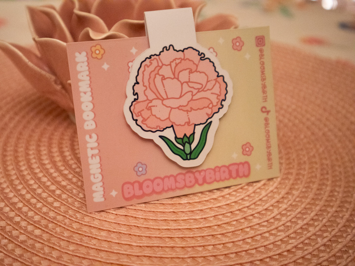 January Birth Flower Magnetic Bookmark - Carnation Design - Perfect for Books, Planners & Gifting