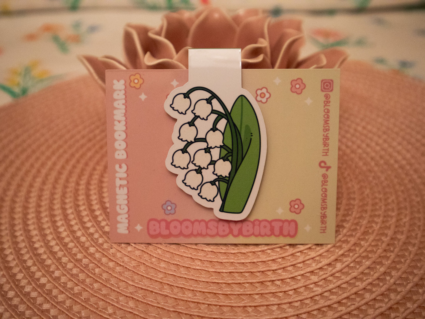 May Birth Flower Magnetic Bookmark - Lily of the Valley Design - Elegant Page Holder