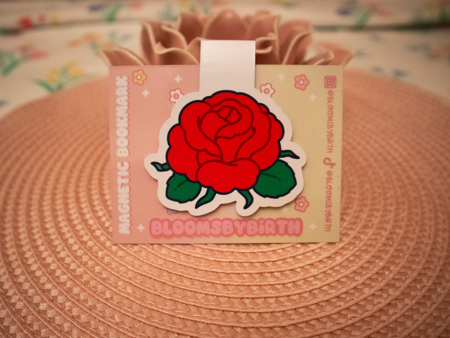 June Birth Flower Magnetic Bookmark - Rose Design - Romantic Floral Bookmark